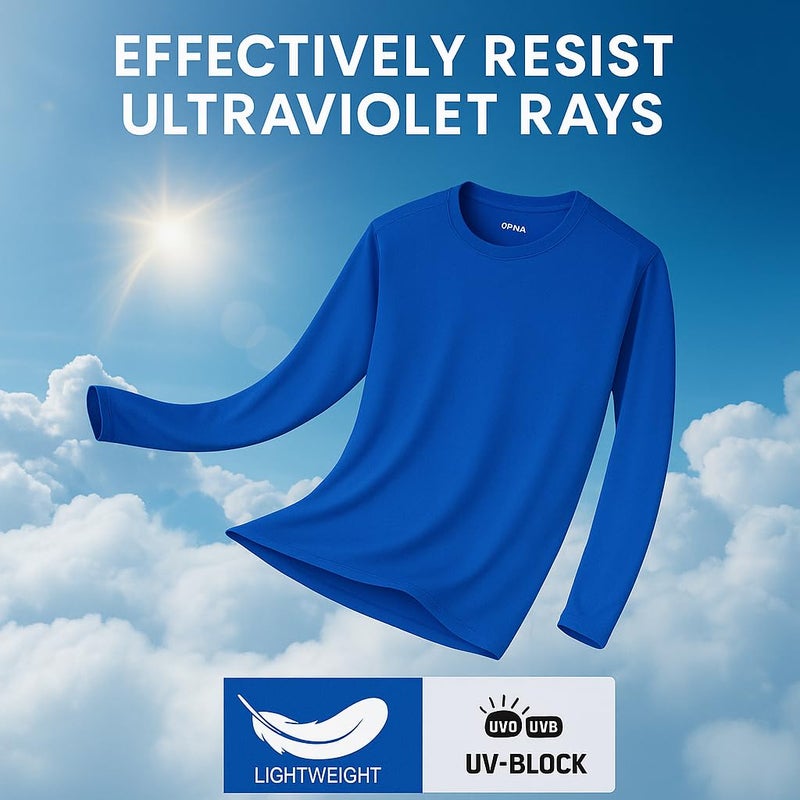 Opna Men's Long Sleeve Moisture Wicking Athletic Shirts Royal-M - Image 3